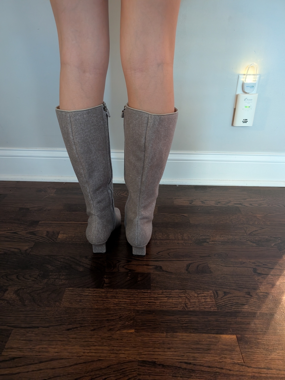 Ralph Lauren Tall Gray Suede Zip-Back Boots